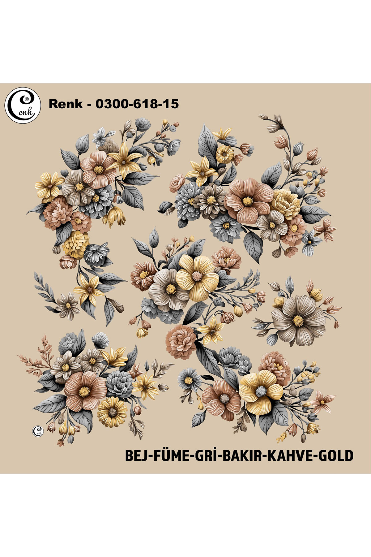 Cenk Kadın Yazma Baskılı İthal Desen 618 100x100cm - Thumbnail