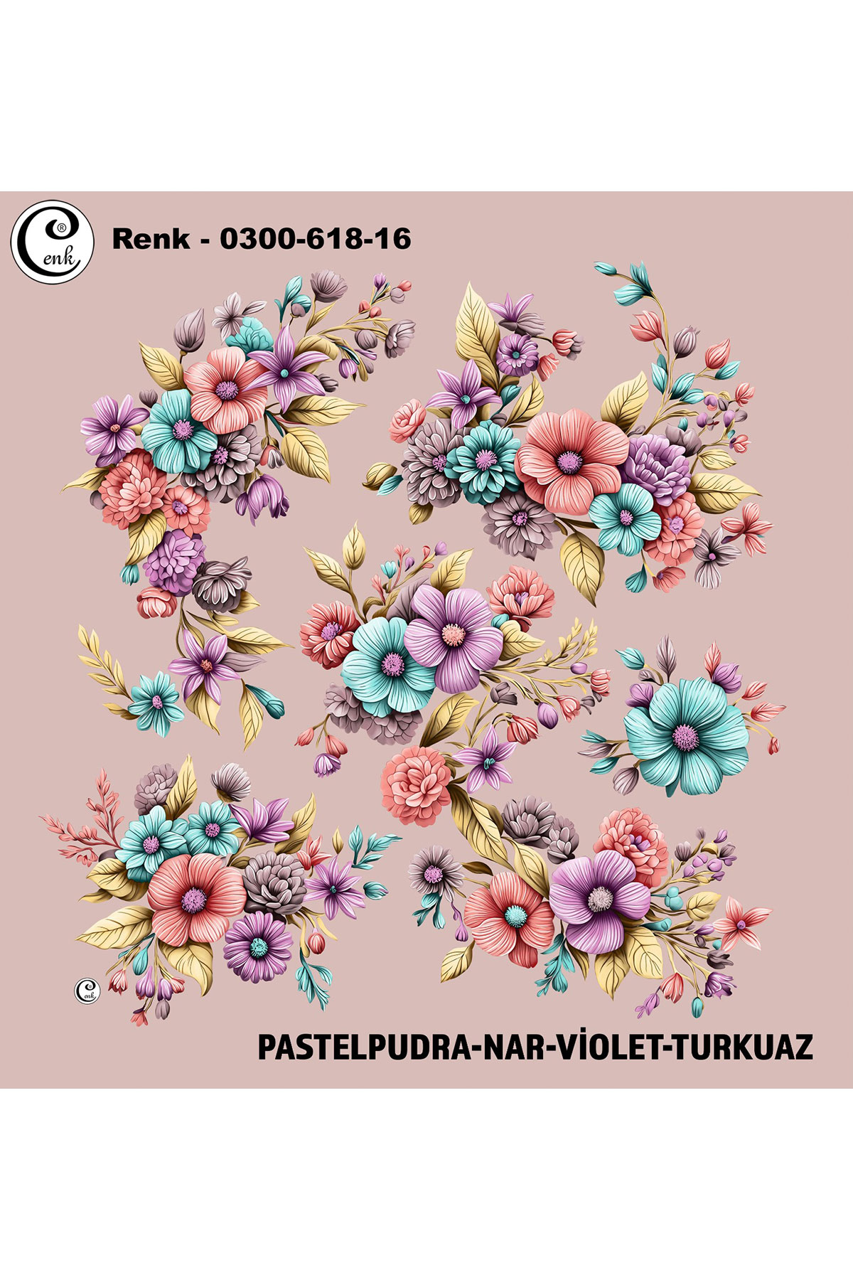 Cenk Kadın Yazma Baskılı İthal Desen 618 100x100cm - Thumbnail