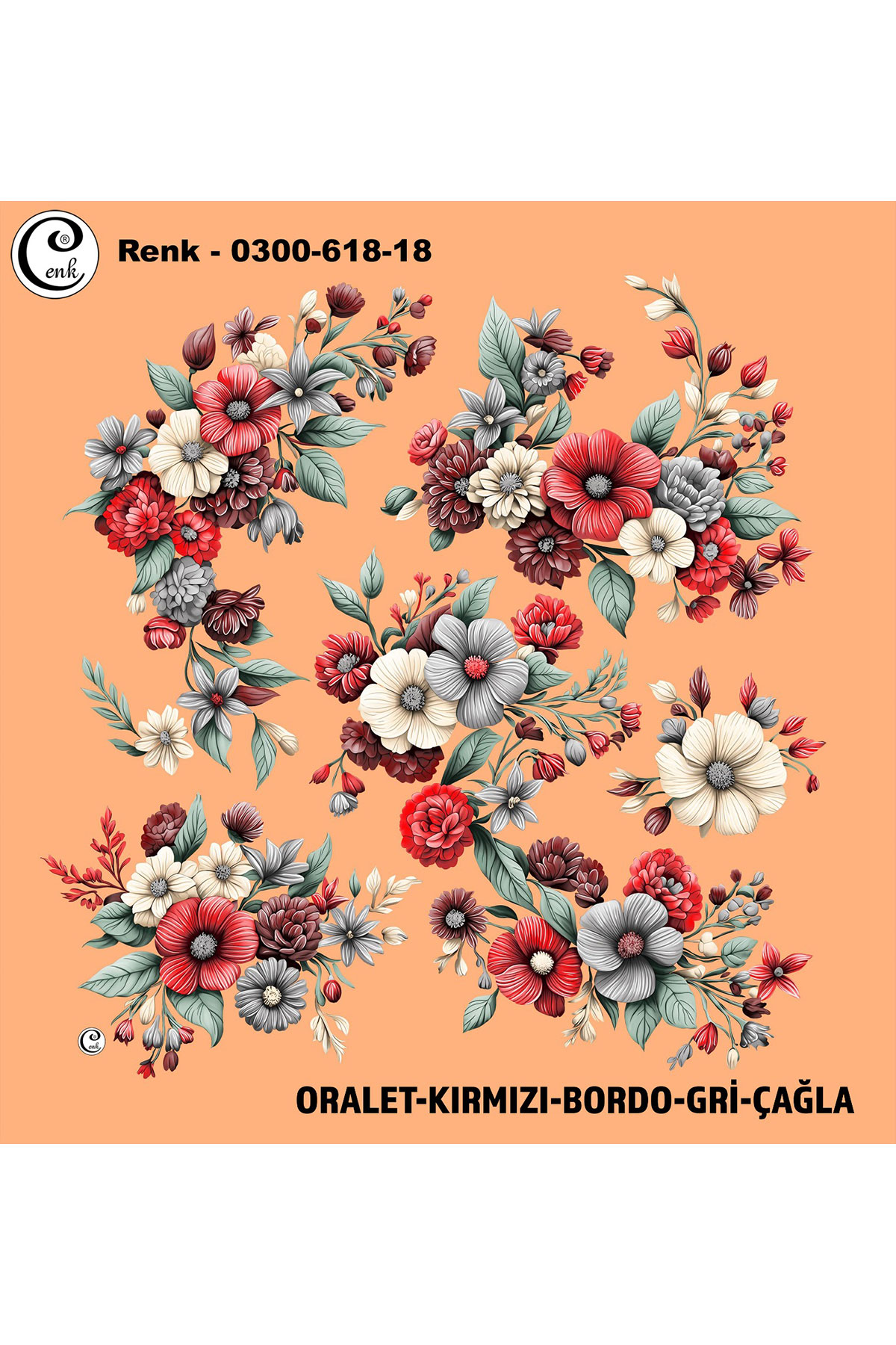 Cenk Kadın Yazma Baskılı İthal Desen 618 100x100cm - Thumbnail