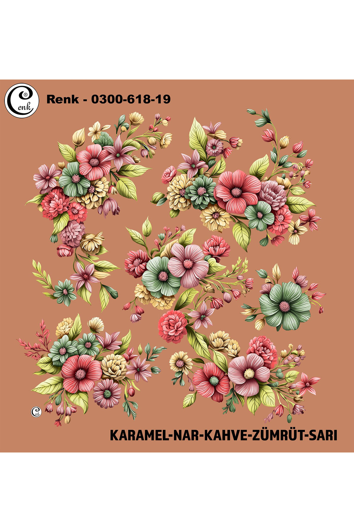 Cenk Kadın Yazma Baskılı İthal Desen 618 100x100cm - Thumbnail