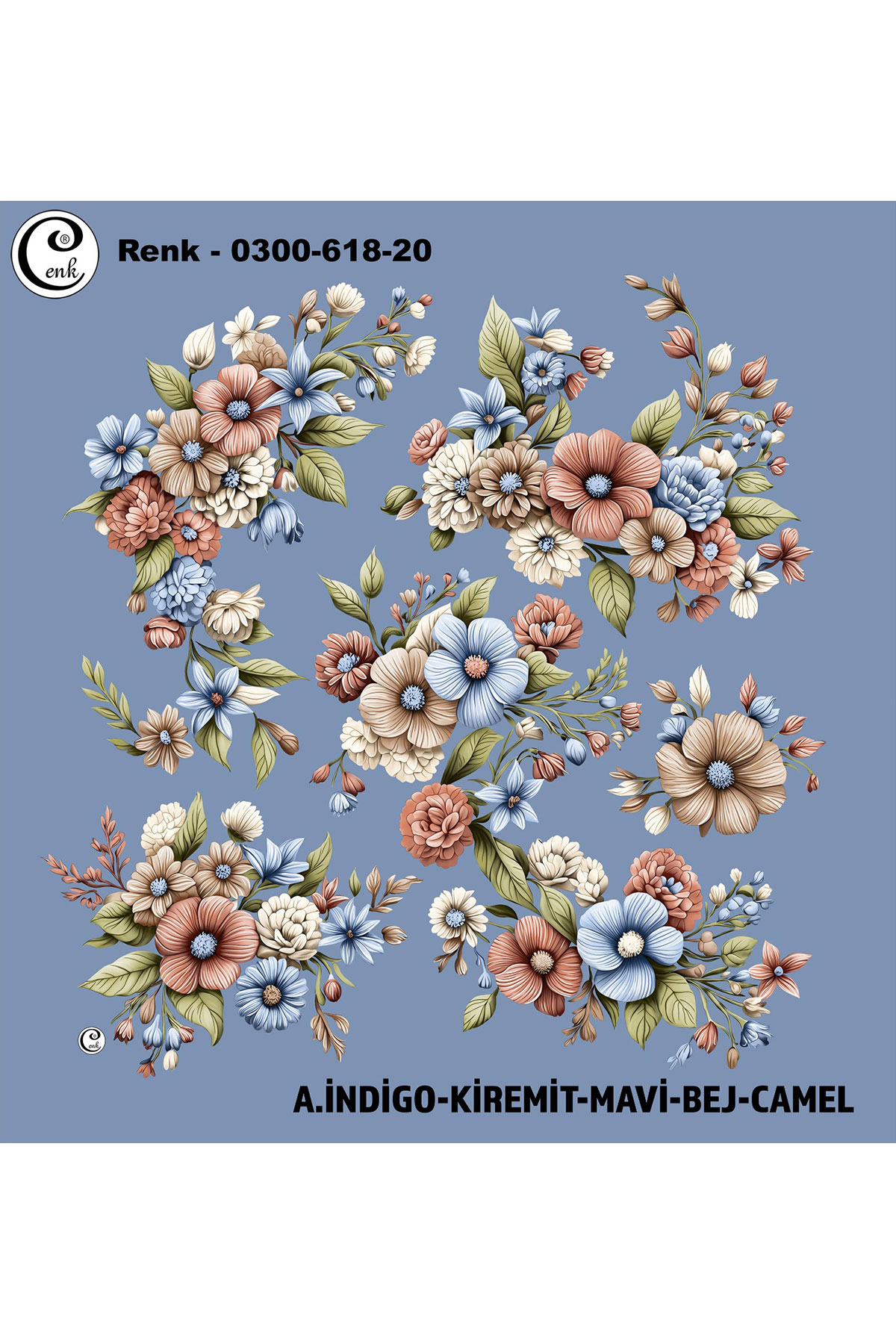 Cenk Kadın Yazma Baskılı İthal Desen 618 100x100cm - Thumbnail