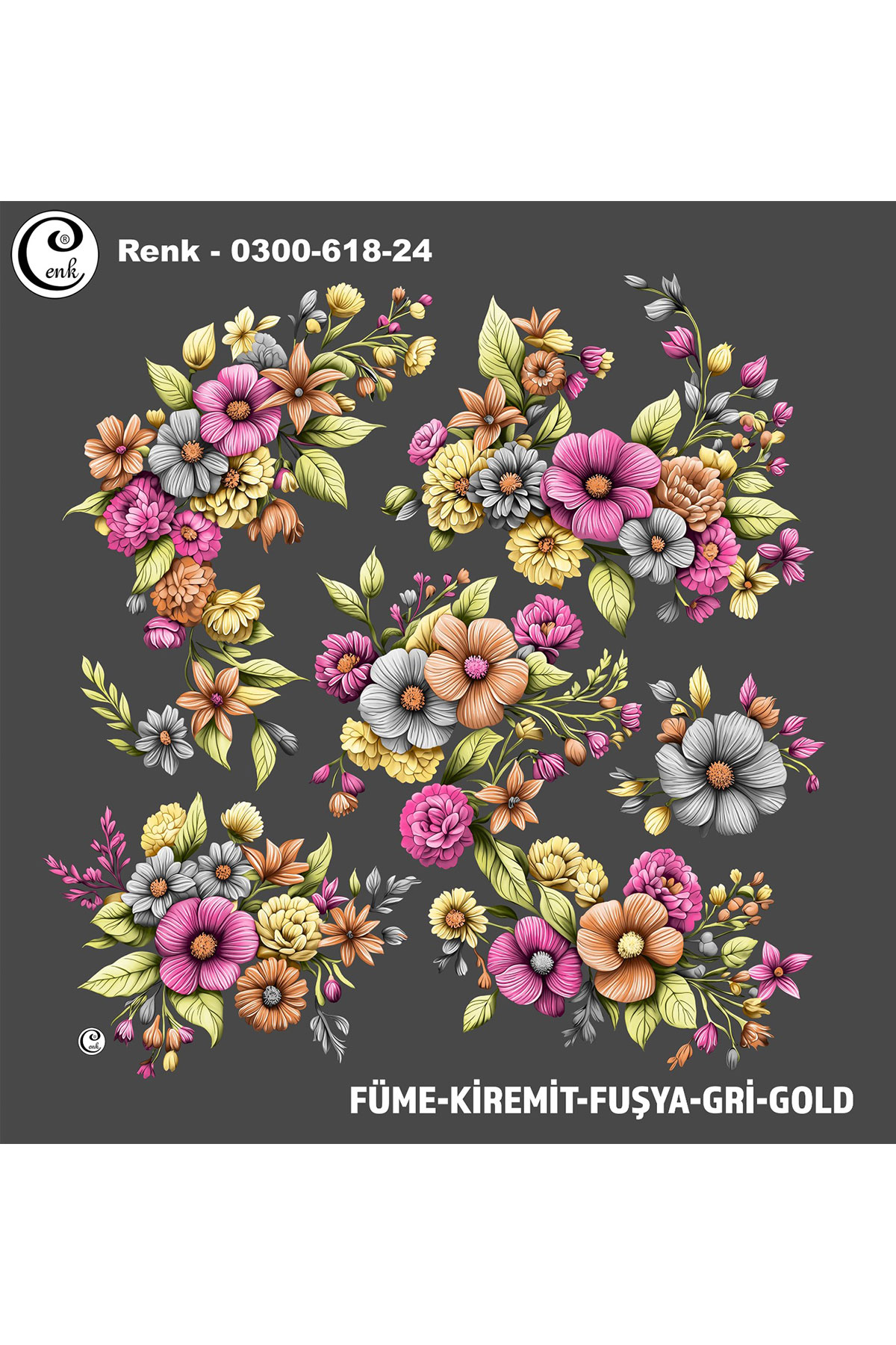 Cenk Kadın Yazma Baskılı İthal Desen 618 100x100cm - Thumbnail