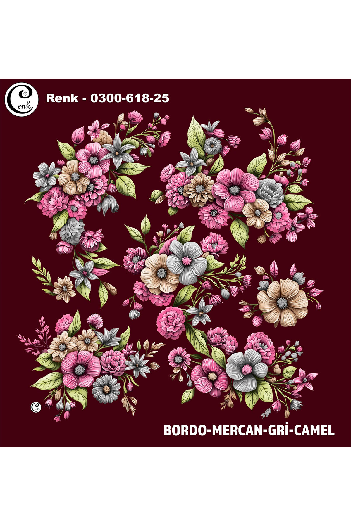 Cenk Kadın Yazma Baskılı İthal Desen 618 100x100cm - Thumbnail