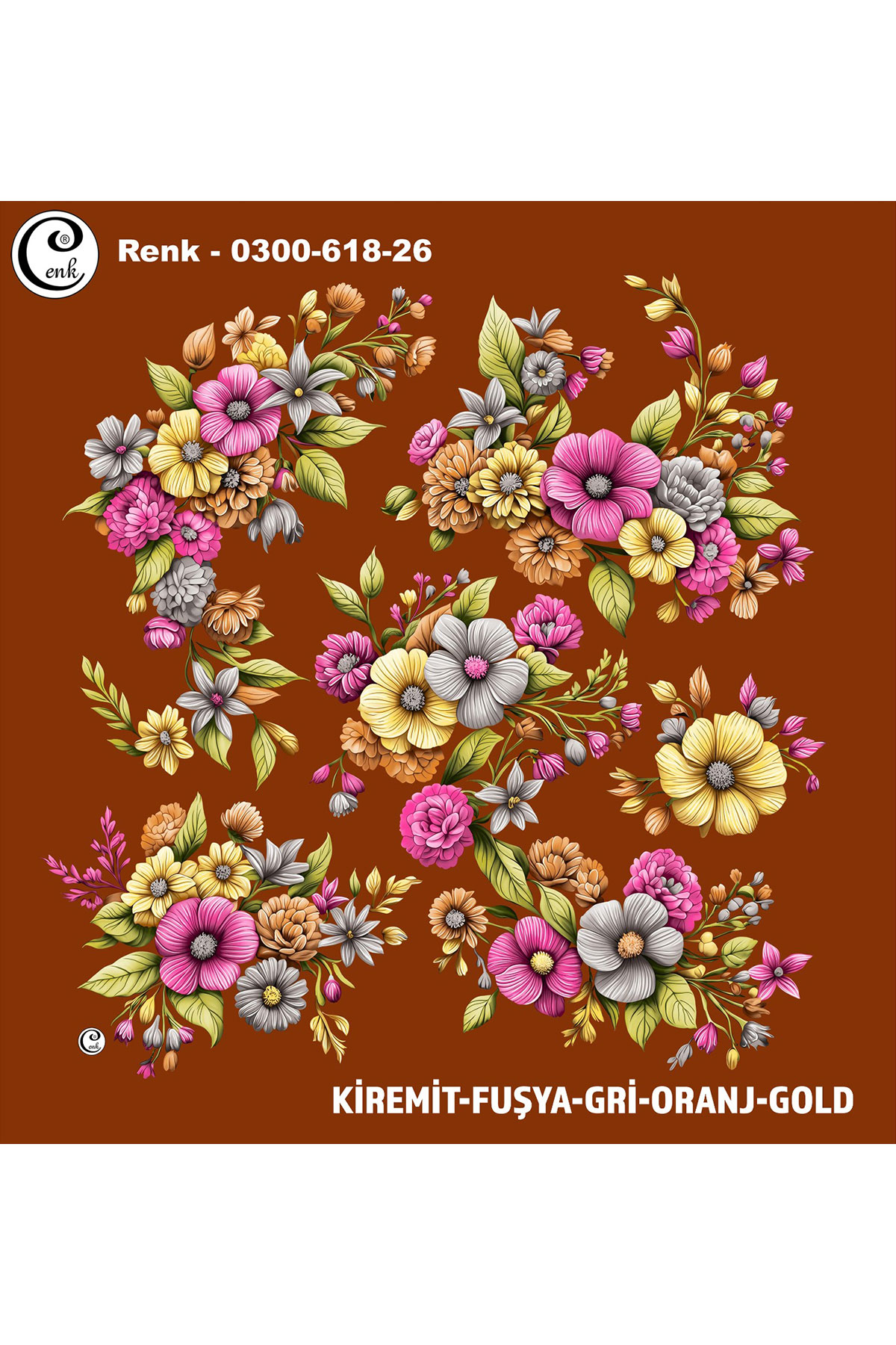 Cenk Kadın Yazma Baskılı İthal Desen 618 100x100cm - Thumbnail