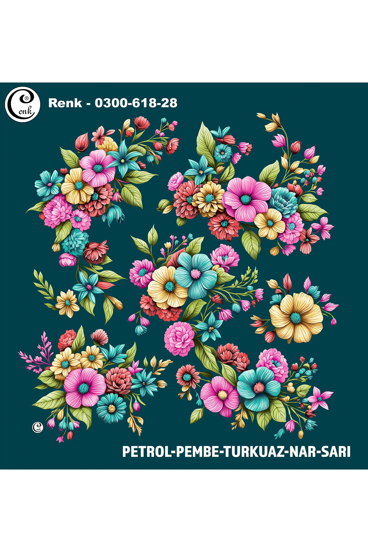 Cenk Kadın Yazma Baskılı İthal Desen 618 100x100cm - Thumbnail