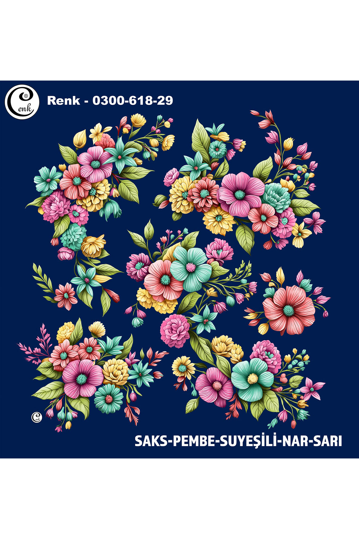 Cenk Kadın Yazma Baskılı İthal Desen 618 100x100cm - Thumbnail