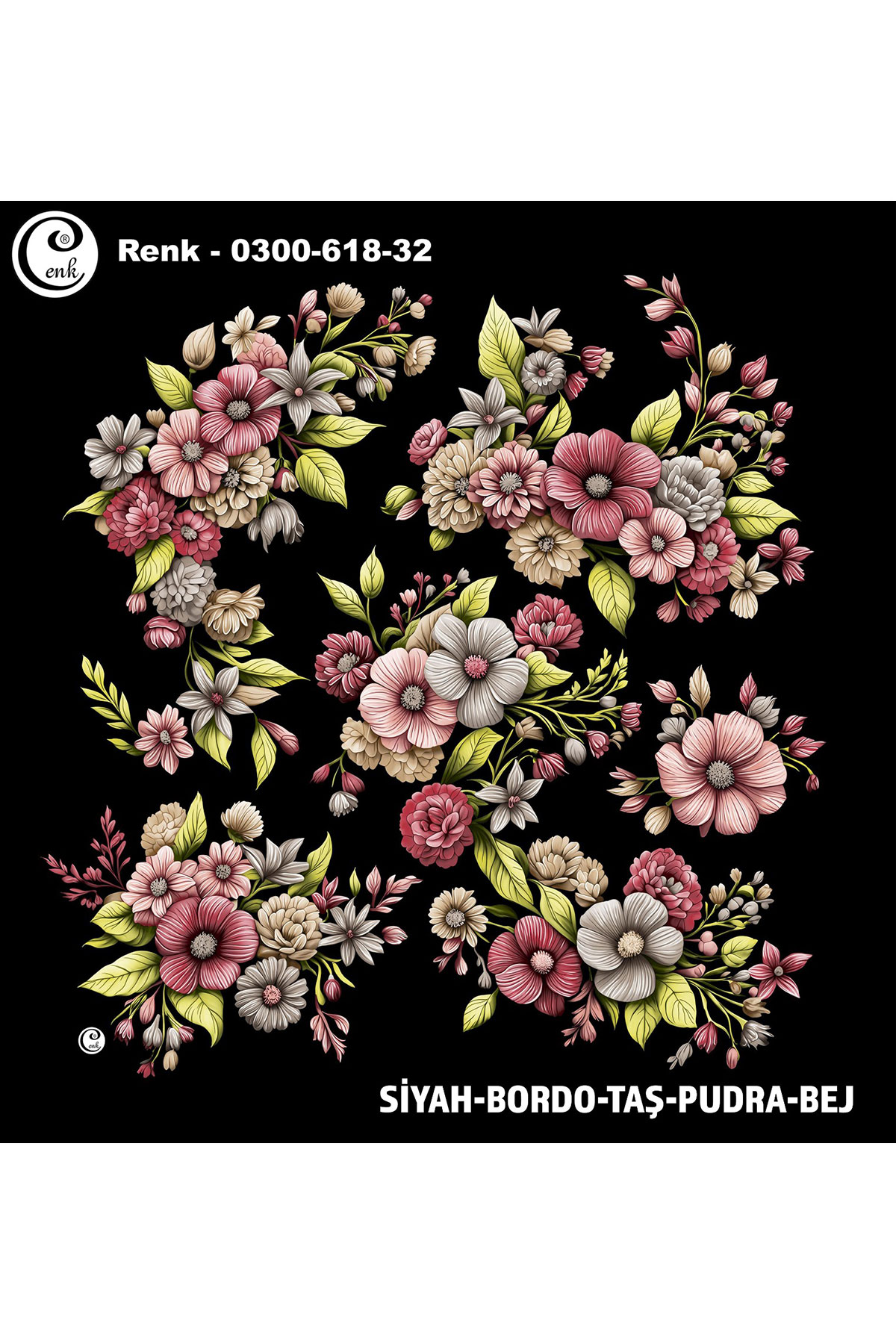 Cenk Kadın Yazma Baskılı İthal Desen 618 100x100cm - Thumbnail