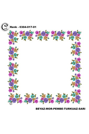 CENK YAZMA - Cenk Kadın Yazma Desen 017 Baskılı Ortası Boş 90x90