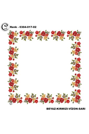 CENK YAZMA - Cenk Kadın Yazma Desen 017 Baskılı Ortası Boş 90x90 (1)