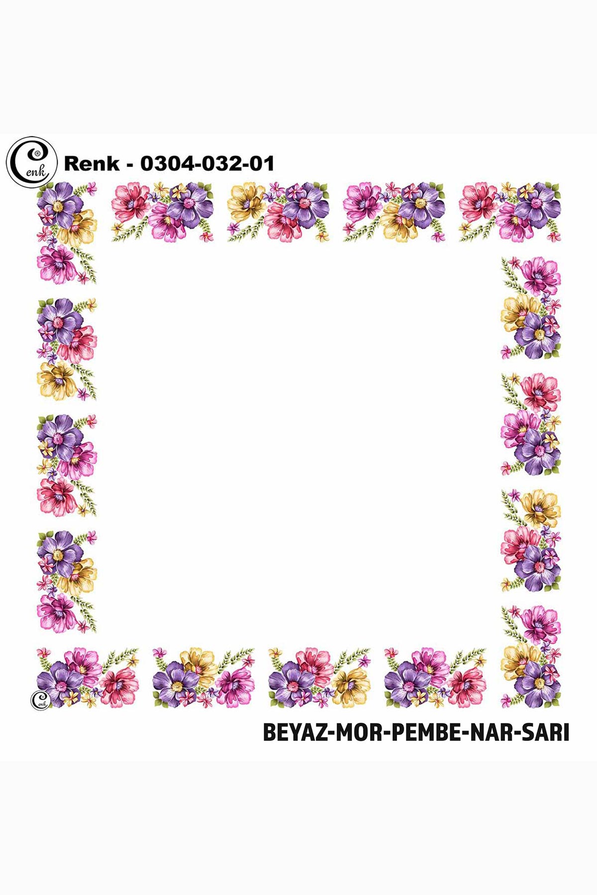 Cenk Kadın Yazma Desen 032 Baskılı İthal 90x90 - Thumbnail