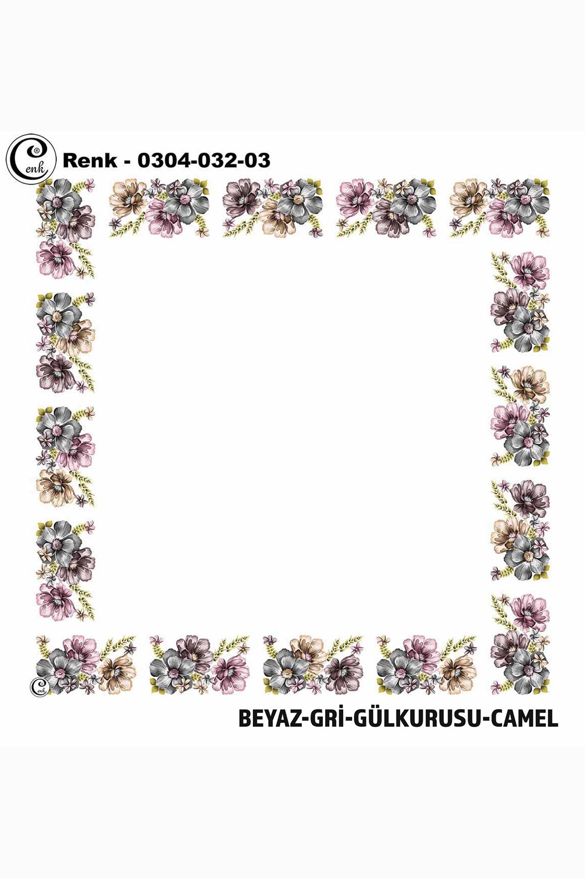 Cenk Kadın Yazma Desen 032 Baskılı İthal 90x90 - Thumbnail