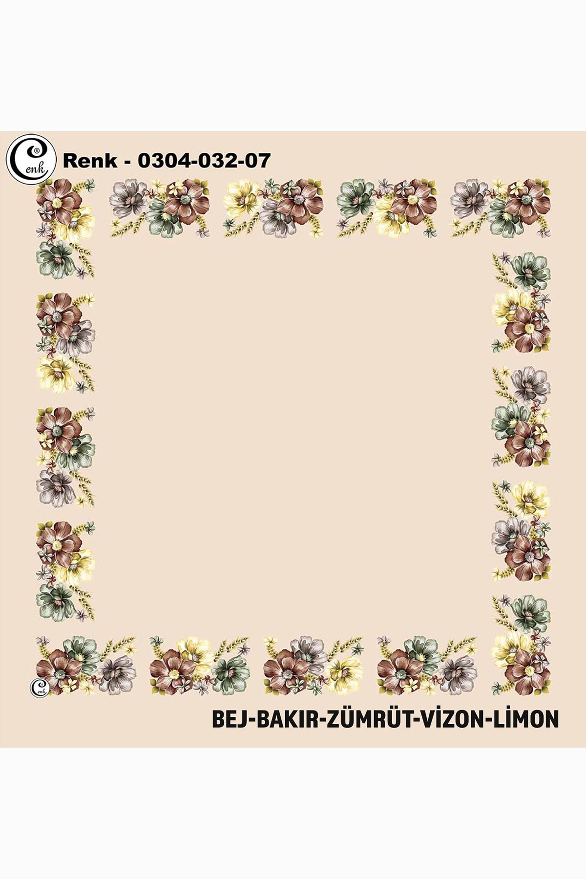 Cenk Kadın Yazma Desen 032 Baskılı İthal 90x90 - Thumbnail