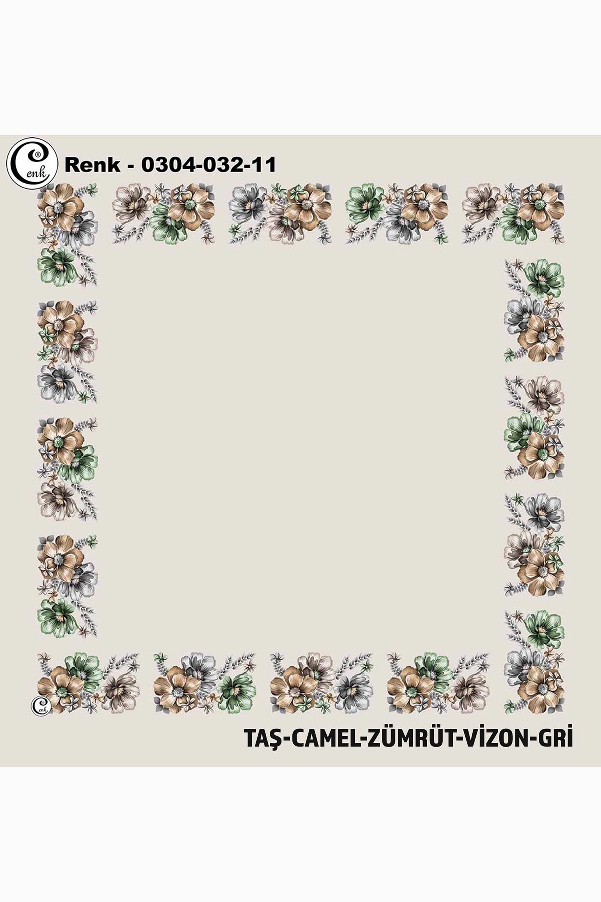 Cenk Kadın Yazma Desen 032 Baskılı İthal 90x90 - Thumbnail