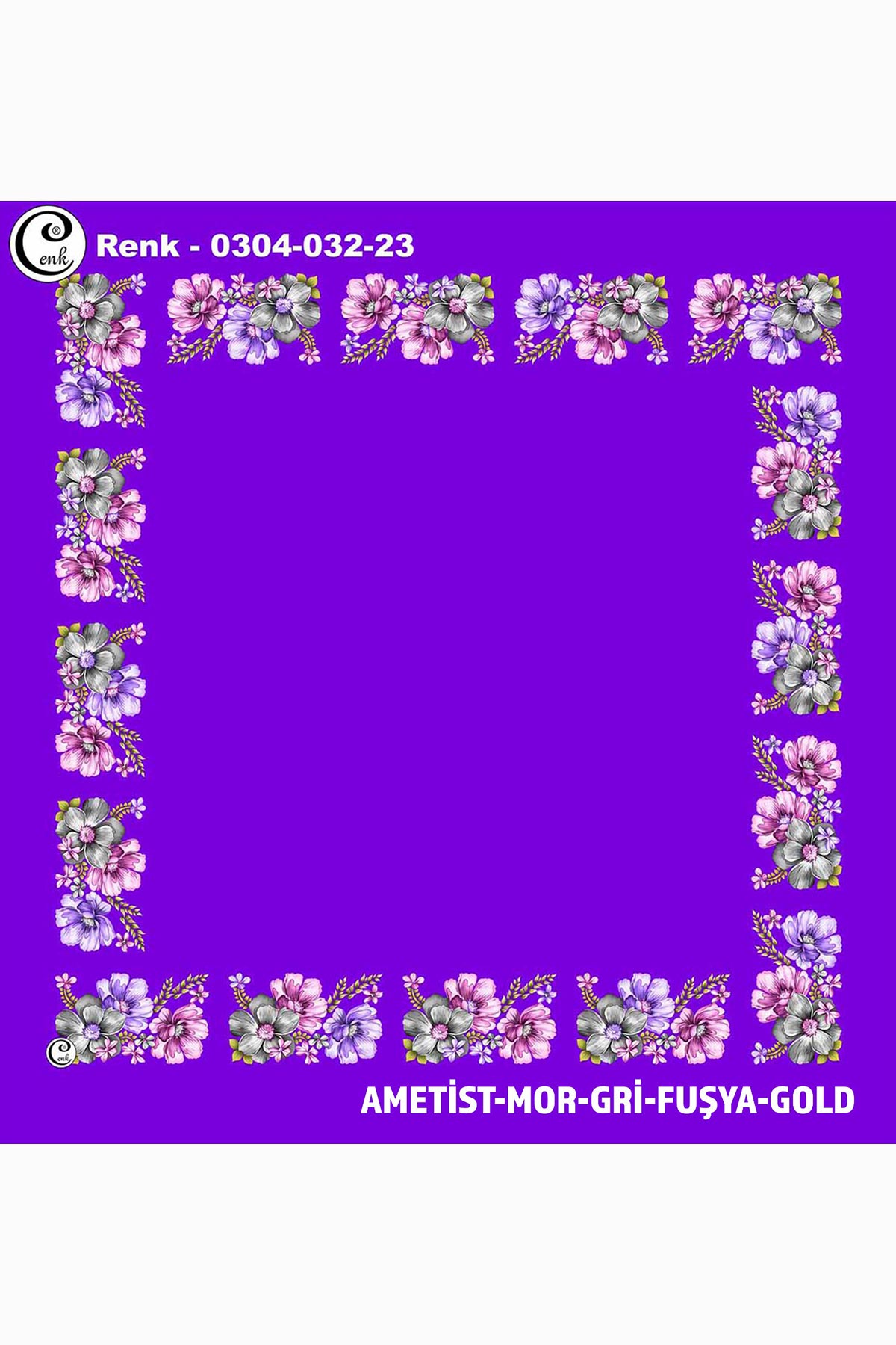 Cenk Kadın Yazma Desen 032 Baskılı İthal 90x90 - Thumbnail