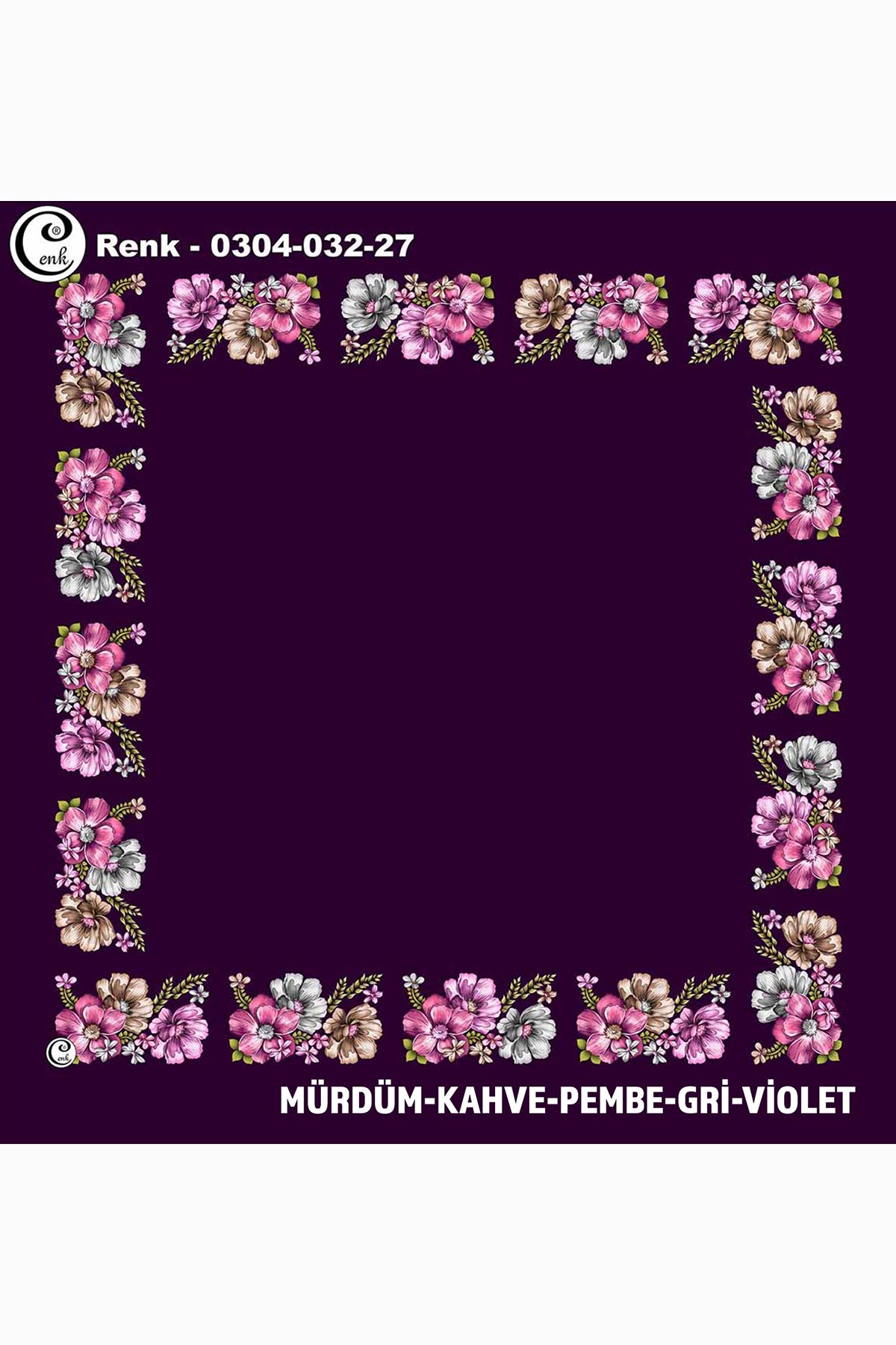 Cenk Kadın Yazma Desen 032 Baskılı İthal 90x90 - Thumbnail