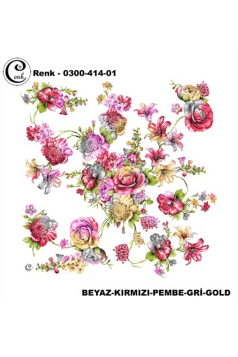 CENK YAZMA - Cenk Kadın Yazma Desen 414 Baskılı İthal 100x100