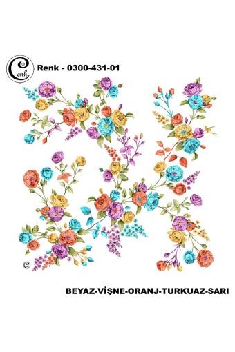 CENK YAZMA - Cenk Kadın Yazma Desen 431 Baskılı İthal 100x100