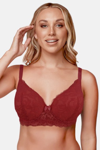 CLARA - Clara Kadın C Kap Dantelli İçi Boş Sütyen - Bordo