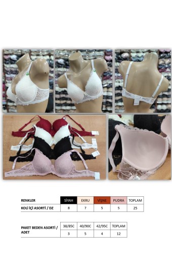 CLARA - Clara Kadın C Kap Dantelli İçi Boş Sütyen - Siyah