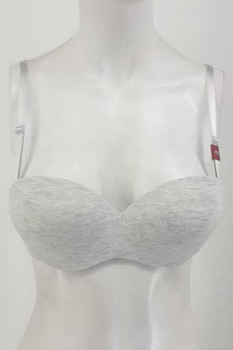 CLARA - Clara Kadın Destekli Straplez Sütyen Penye Melanj - Gri