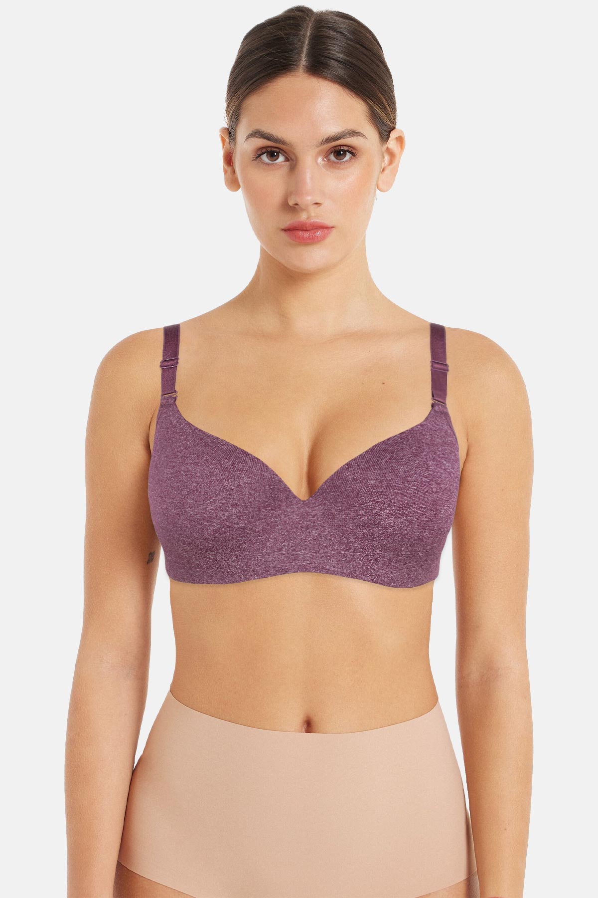 Clara Kadın Desteksiz Sütyen C Kap Renkli Melanj - Kiremit - Thumbnail