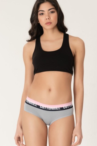 COTTON HİLL - Cotton Hill Kadın Bel Lastik Detaylı Slip Külot - Gri - L