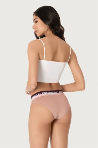 COTTON HİLL - Cotton Hill Kadın Bel Lastik Detaylı Slip Külot - Kahverengi - L (1)