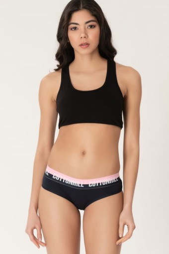 COTTON HİLL - Cotton Hill Kadın Bel Lastik Detaylı Slip Külot - Lacivert - L