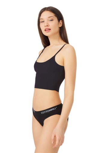 COTTON HİLL - Cotton Hill Kadın Beli Şerit Lastikli Pamuk Slip Külot - Lacivert/Mercan - XL (1)