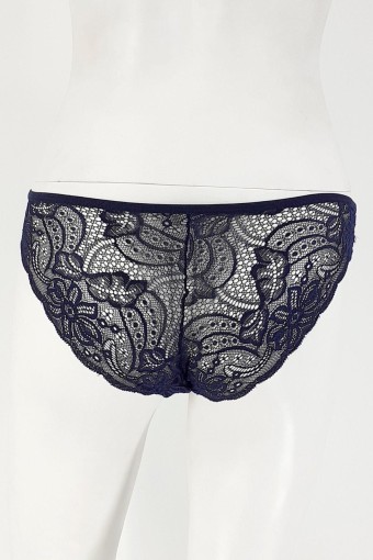 COTTON HİLL - Cotton Hill Kadın Dantel Slip Külot - Lacivert (485) - L (1)