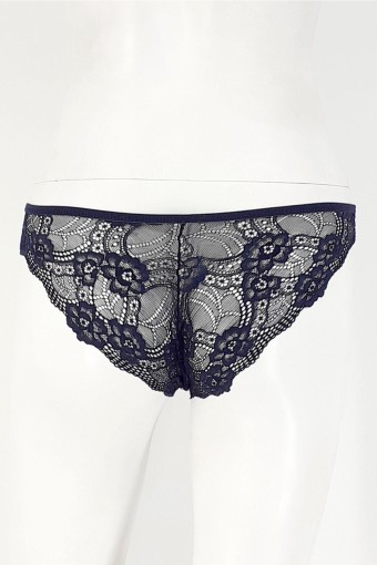 COTTON HİLL - Cotton Hill Kadın Dantel Slip Külot - Lacivert (500) - L (1)