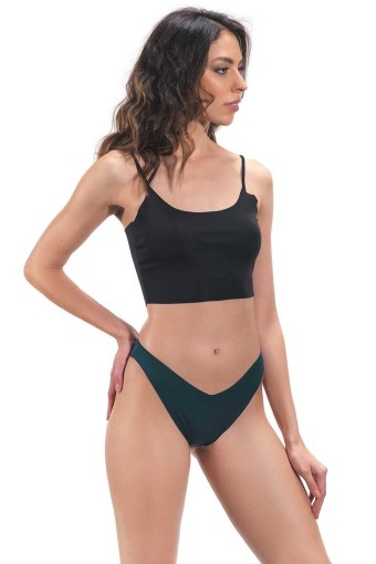 COTTON HİLL - Cotton Hill Kadın Lazer Beli V Kesim Brezilya Külot - Petrol Yeşili - XL