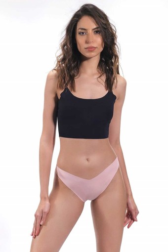 COTTON HİLL - Cotton Hill Kadın Lazer Beli V Kesim Brezilya Külot - Pudra - XL