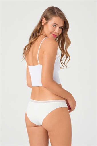 COTTON HİLL - Cotton Hill Kadın Lazer Kesim File Lastikli Slip Külot - Beyaz - M (1)