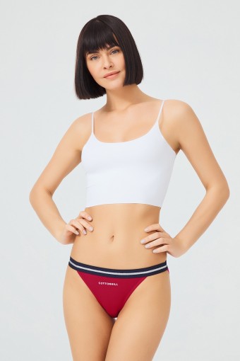 COTTON HİLL - Cotton Hill Kadın Likrali Slip Külot - Bordo - M