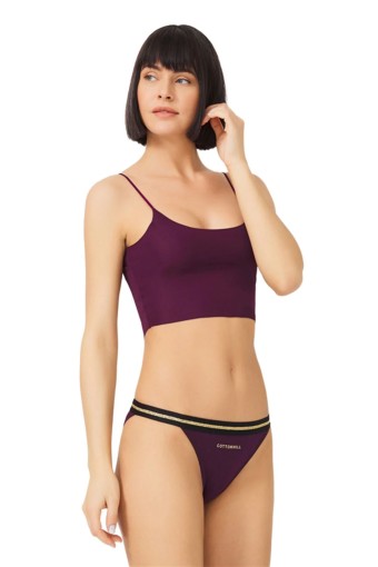 COTTON HİLL - Cotton Hill Kadın Likrali Slip Külot - Mürdüm - M