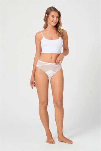 COTTON HİLL - Cotton Hill Kadın Tanga Külot Transparan Dantel İşlemeli
