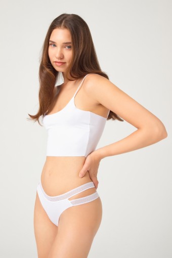 COTTON HİLL - Cotton Hill Kadın Yanları İki Şeritli Lazer Kesim Brezilya Külot - Pudra - XL (1)
