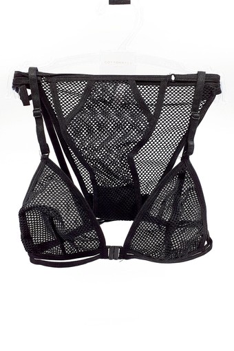 COTTON HİLL - CottonHill Kadın Desteksiz Sütyen ve Külot Takımı Fileli (1)