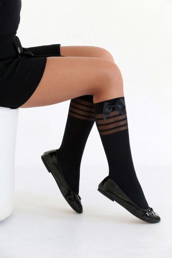 DAYMOD-DESENLİ - Daymod Kız Çocuk Çizgili Aksesuarlı Dizaltı Çorap