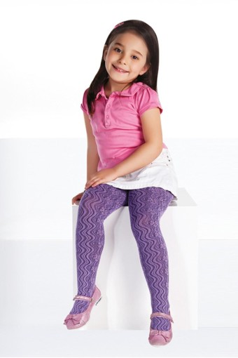 DAYMOD-DESENLİ - Daymod Kız Çocuk İnce Külotlu Çorap Lila File Desenli (1)