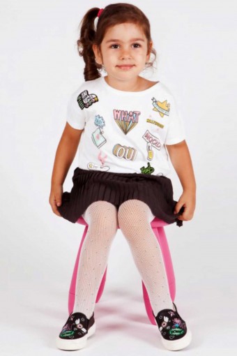 DAYMOD-DESENLİ - Daymod Kız Çocuk İnce Külotlu Çorap Rete File Taşlı