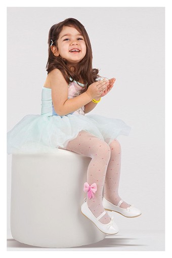 DAYMOD-DESENLİ - Daymod Kız Çocuk İnce Külotlu Çorap Tül File Fiyonk Aksesuarlı