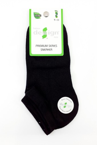 DESIGN - Design Erkek Çocuk Patik Çorap Bambu Düz - Siyah - 9