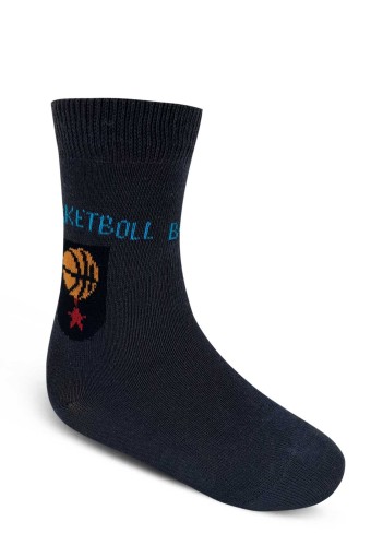 DESIGN - Design Erkek Çocuk Likralı Soket Çorap Basketbol Desenli - Asorti - 5 (1)
