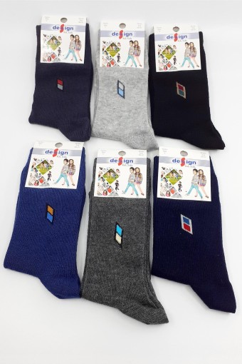 DESIGN - Design Erkek Çocuk Soket Çorap Dikey Baklava Likralı - Asorti - 7