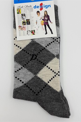 DESIGN - Design Erkek Çocuk Soket Çorap Ekose Likralı - Asorti - 7 (1)