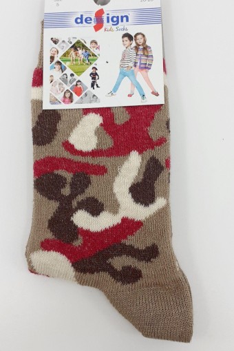 DESIGN - Design Erkek Çocuk Soket Çorap Kamuflaj Likralı - Asorti - 7
