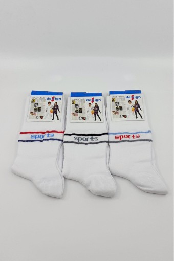DESIGN - Design Erkek Çocuk Soket Çorap Lacoste-10 Likralı - Beyaz - 11 (1)