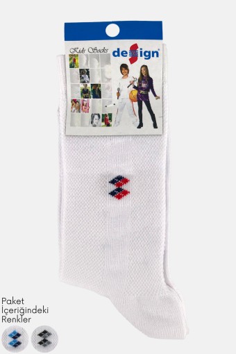 DESIGN - Design Erkek Çocuk Soket Çorap Lacoste-7 Likralı - Beyaz - 11